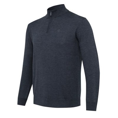 Merino Half Zip pulóver - Ebony