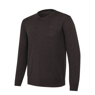 Merino V-Neck pulóver - Brown Bark